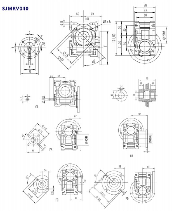 SJMRV040型號蝸輪蝸桿減速機產品安裝尺寸.png